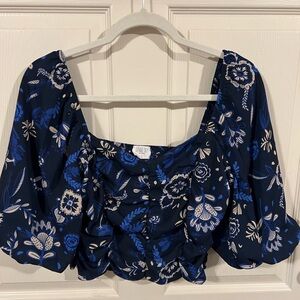 Floral Blue Women's Top
